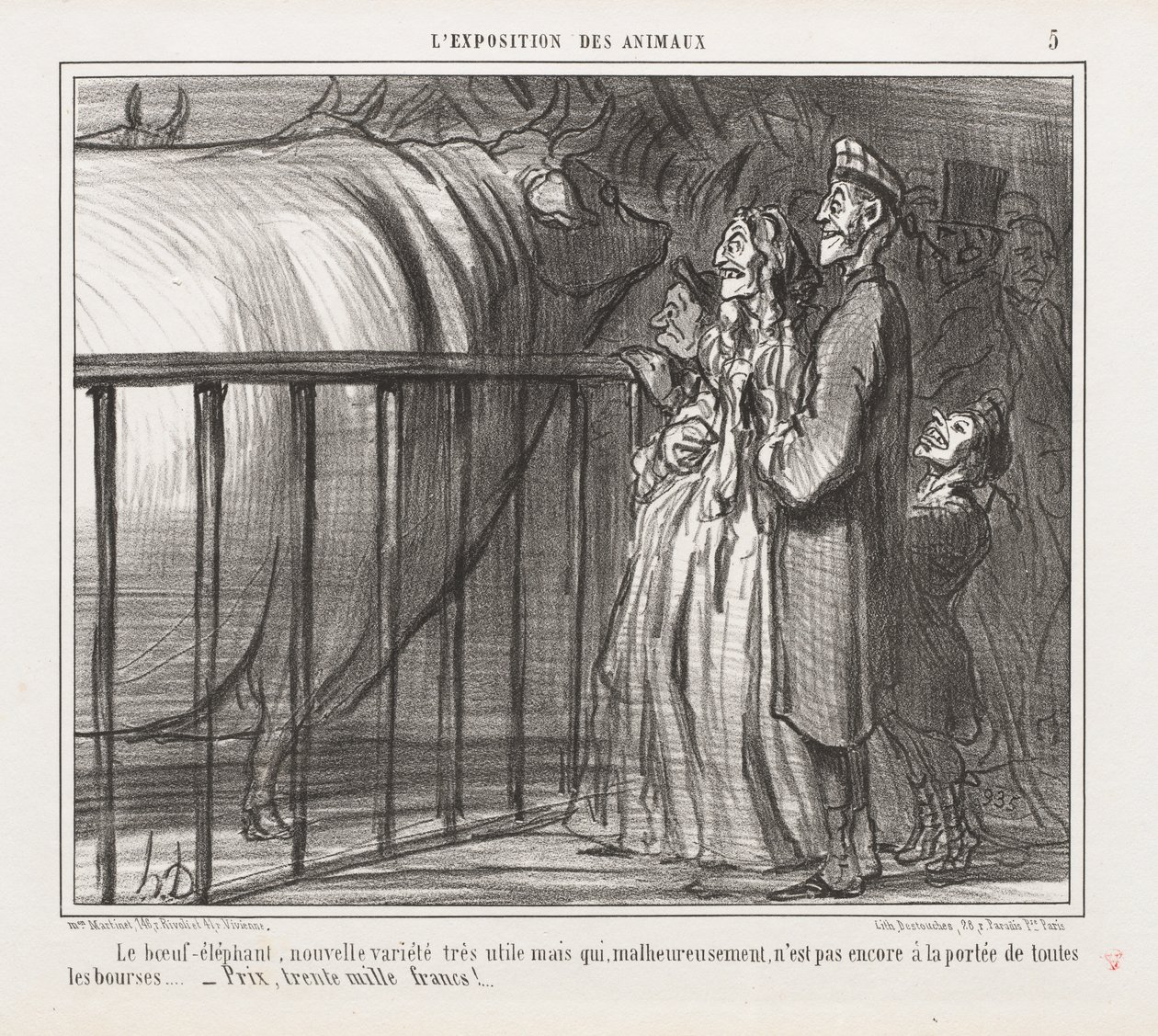 Exposição de Animais: A Vaca-Elefante, Nova Variedade de Honoré Daumier