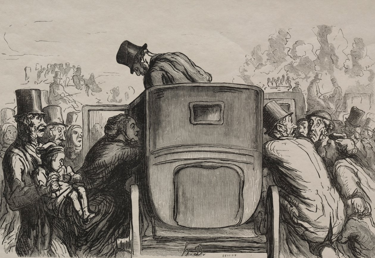 Exposição universal: Letranger encontra todas as facilidades para retornar ao seu hotel. de Honoré Daumier