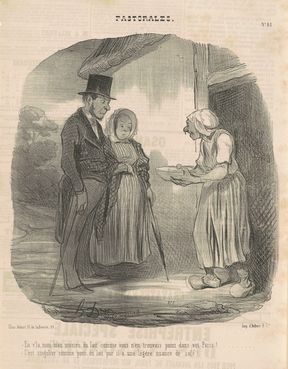 Mulher de cartas humanitárias entregando-se ao homem ... de Honoré Daumier