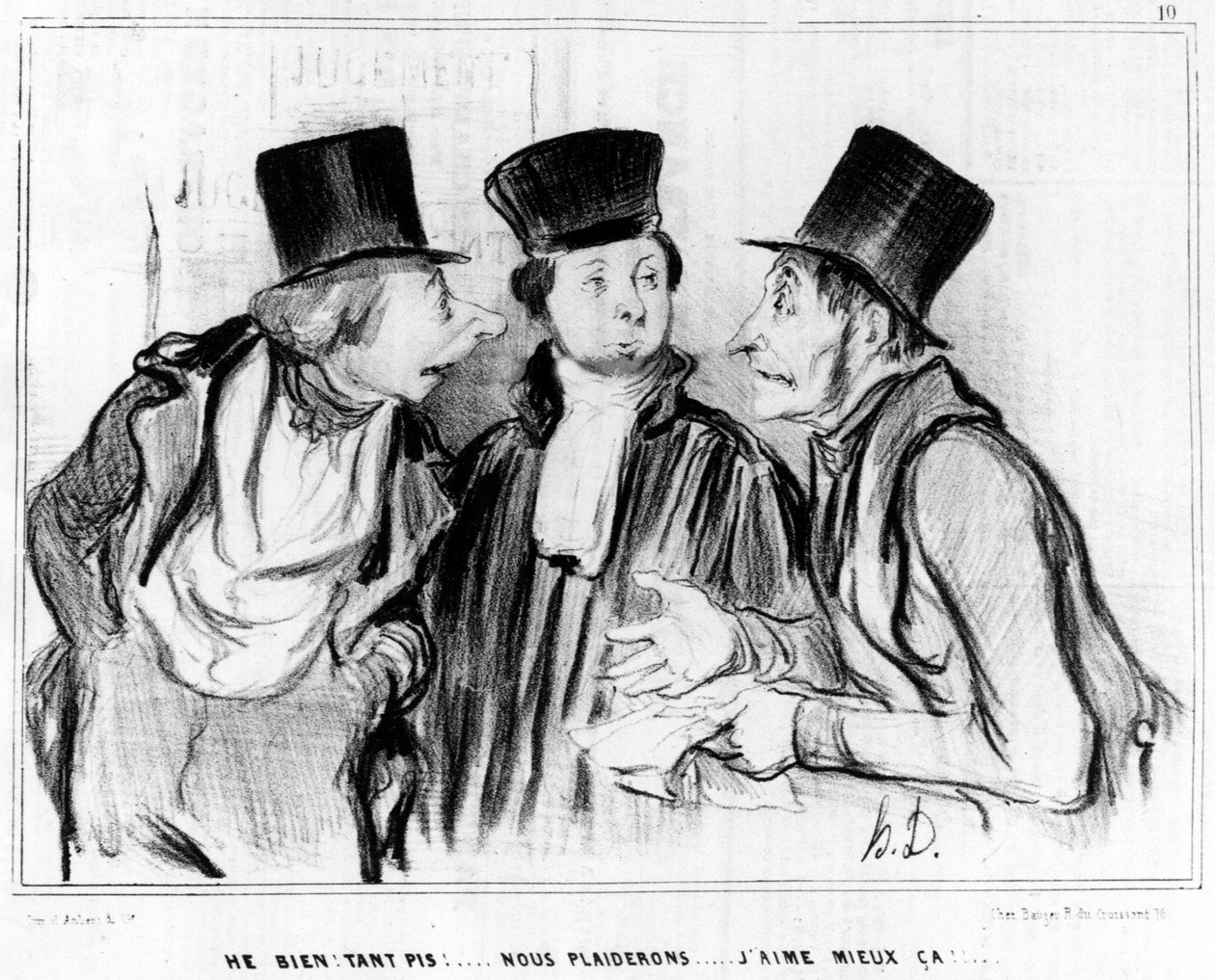 Óptimo. Esquece! Vamos alegar... Eu gosto mais!... ...cartoon de Honore Daumier (1808-1879). "Charivari". de Honoré Daumier