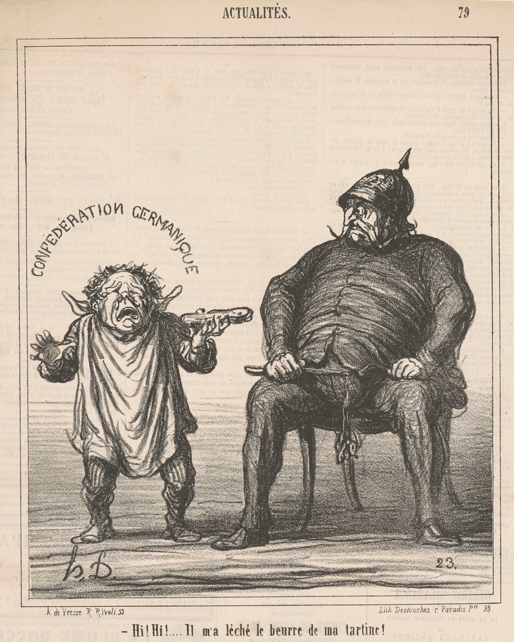 Oi! Ei! ... Ele lambeu a manteiga da minha torrada de Honoré Daumier