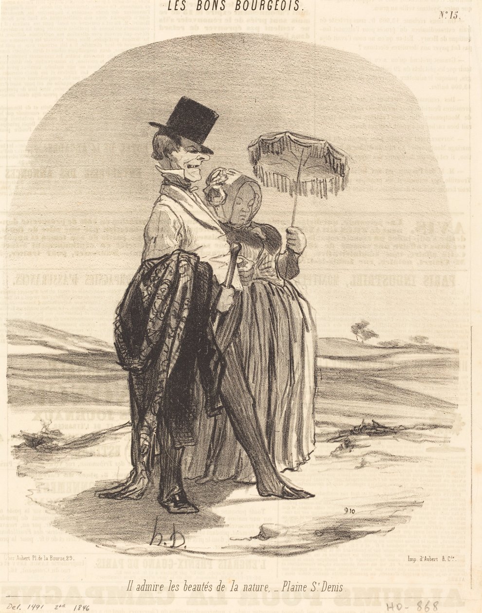 Ele admira as belezas da natureza - Plaine St. Denis de Honoré Daumier