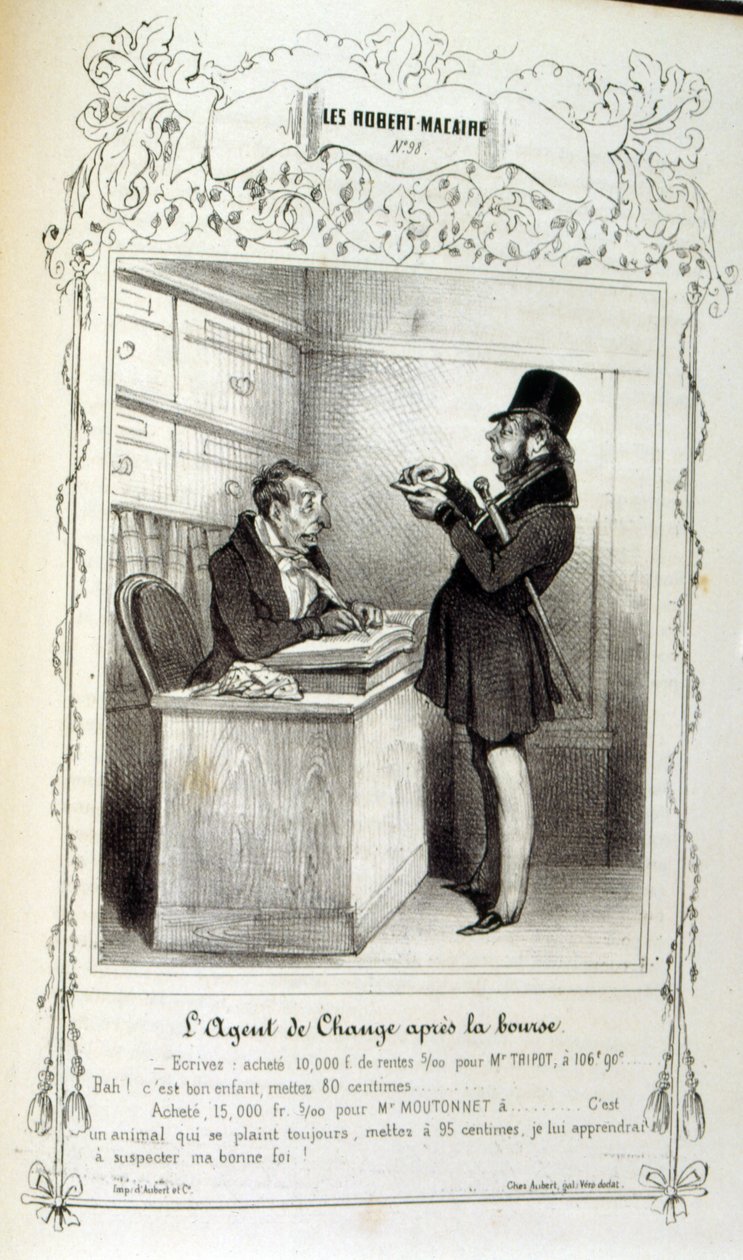 Ilustração sobre ideias e lendas Philipon, sob o título Les Cent e Robert Macaire de Honoré Daumier