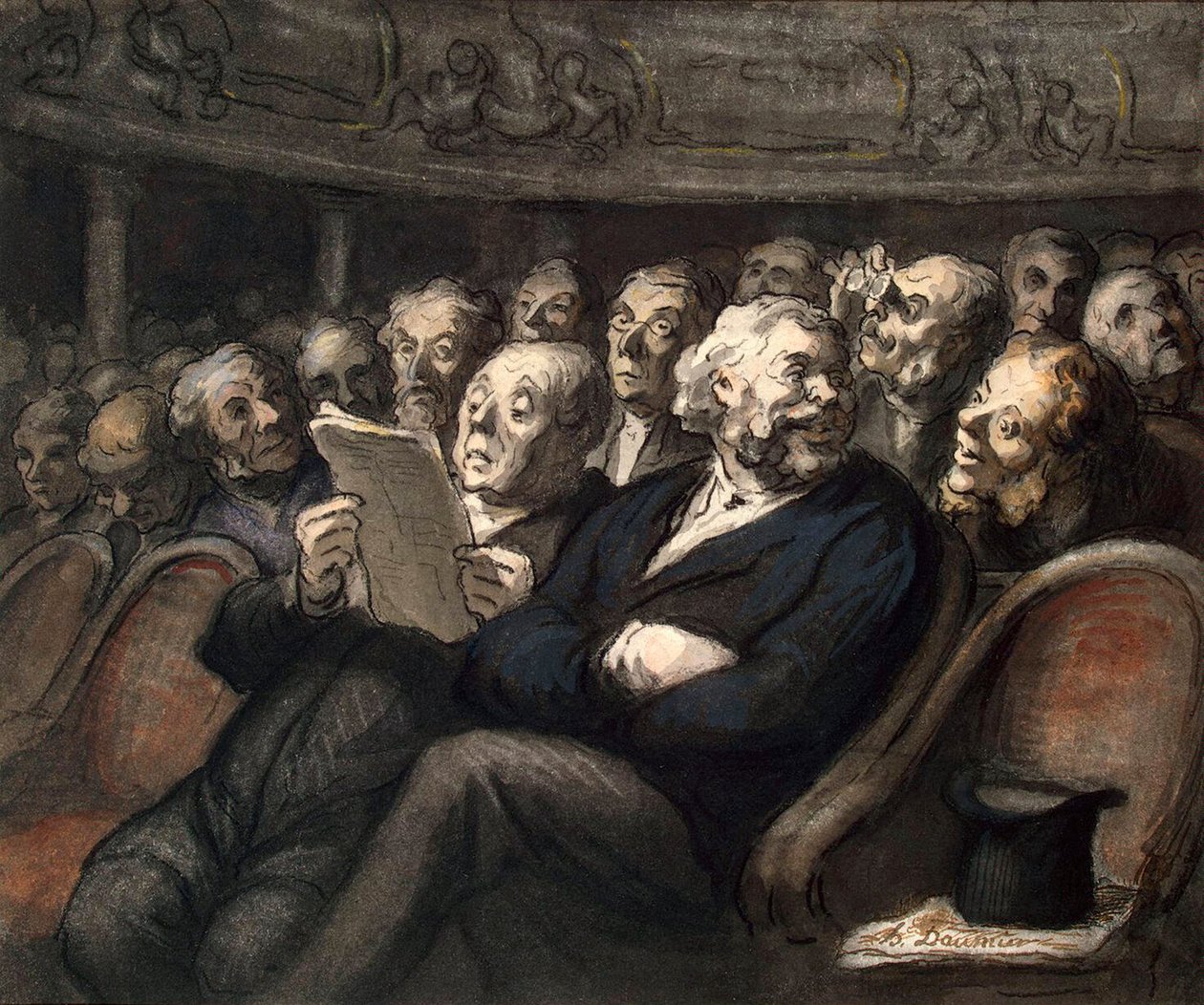 Intervalo na Comédie-Française, 1858. de Honoré Daumier