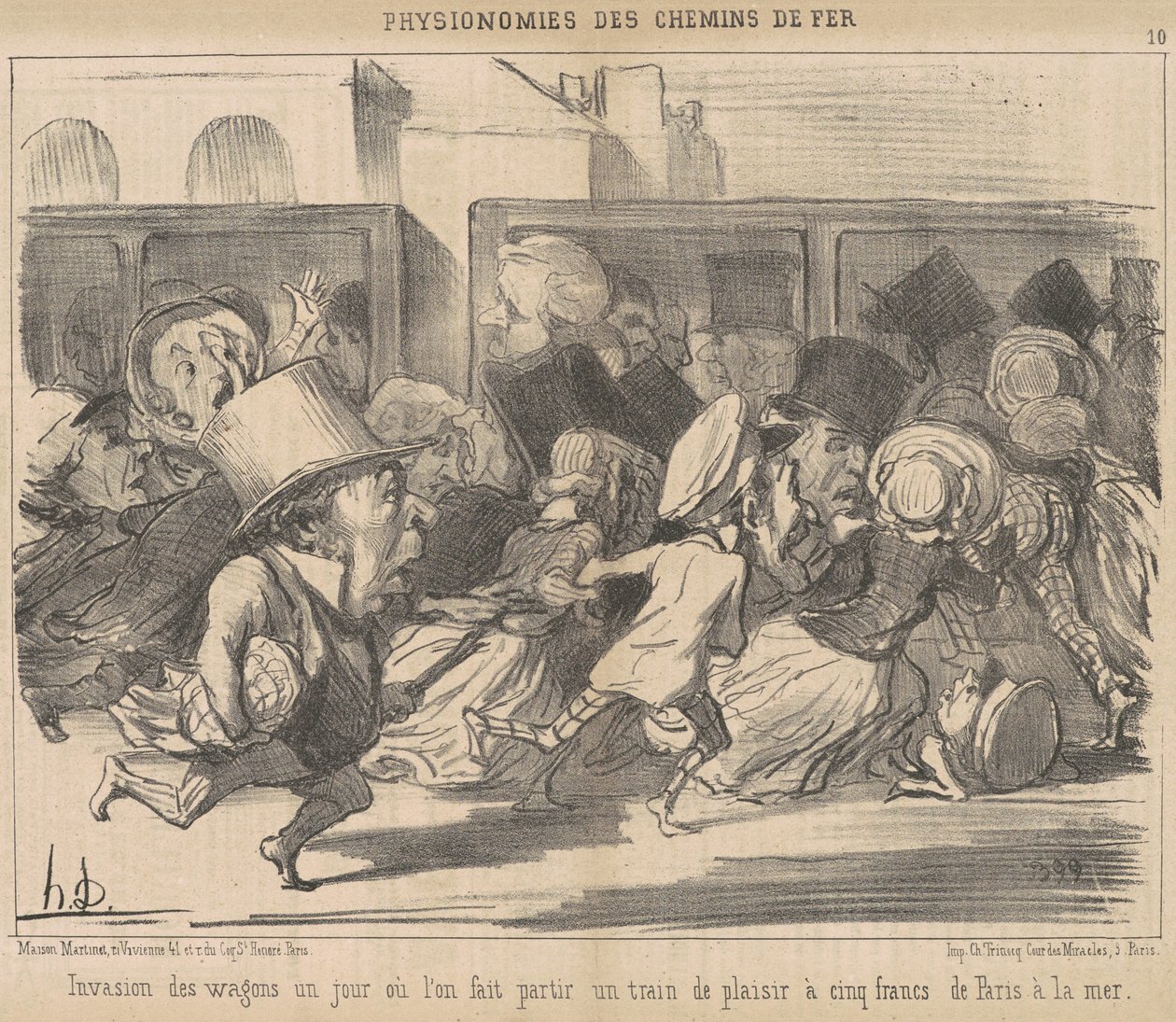 Invasão dos vagões um dia quando partimos de Honoré Daumier