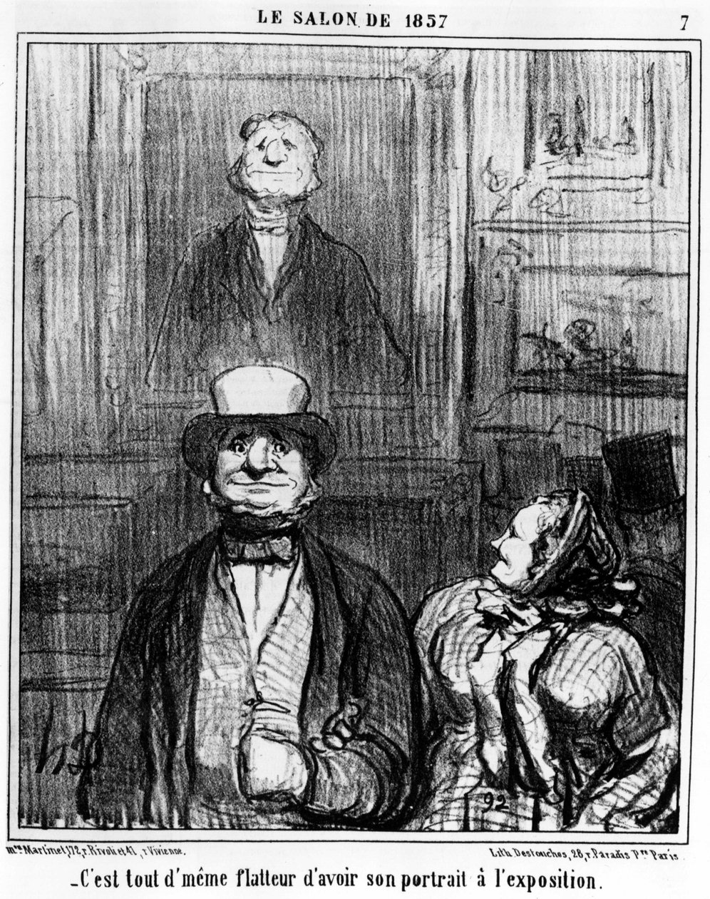 É lisonjeiro ter o seu retrato na exposição, retirado de "Pinturas e Salões", uma série de caricaturas de Honore Daumier (1808-1879). "Charivari". de Honoré Daumier