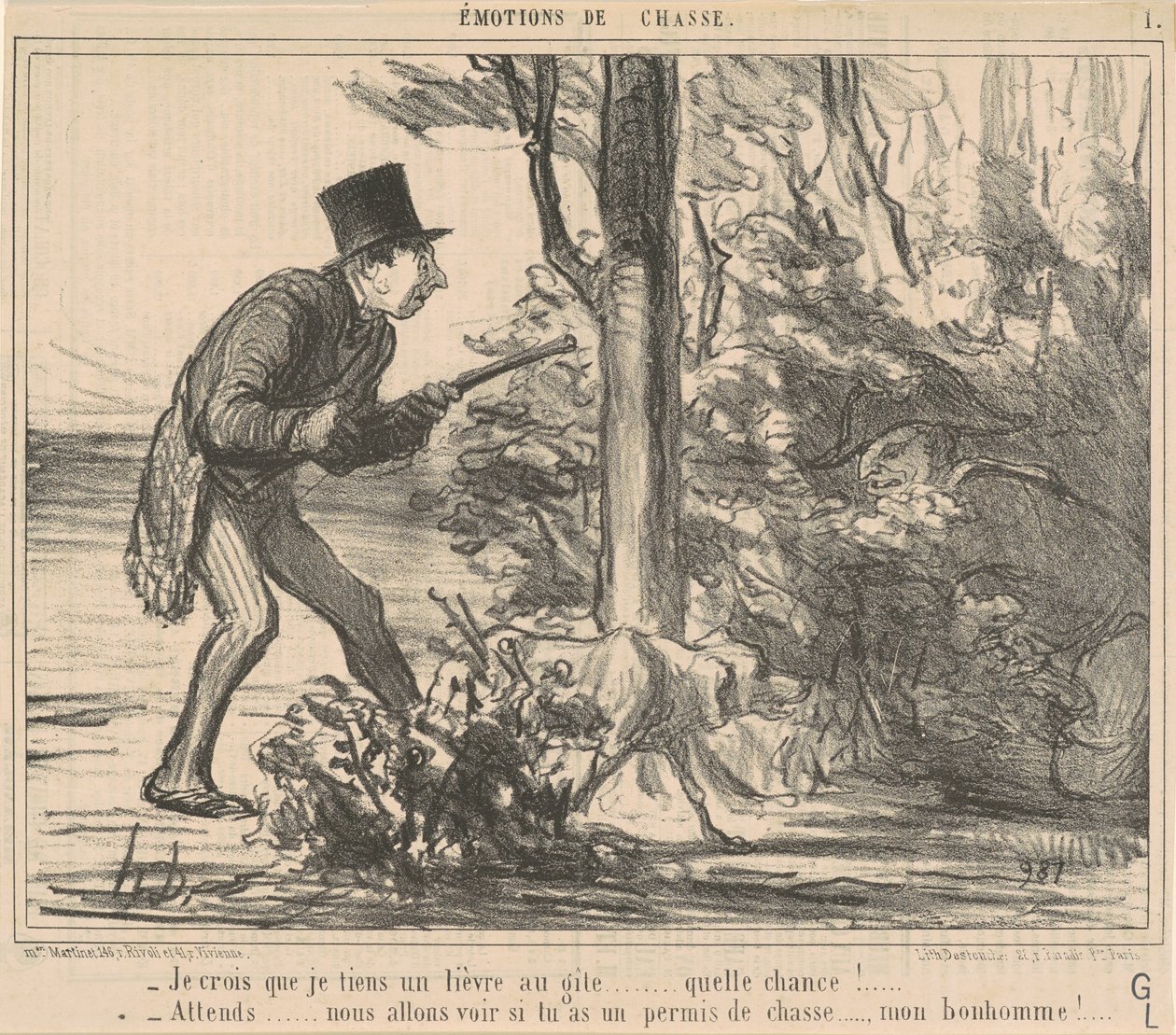 Acho que estou segurando uma lebre... de Honoré Daumier