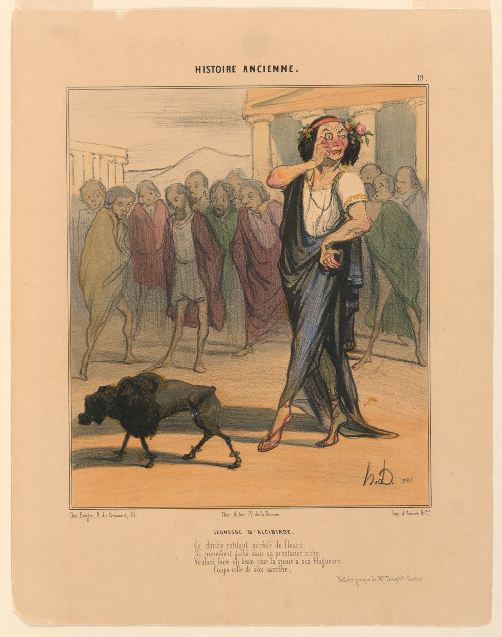 Juventude de Alcibíades, placa 19 da História Antiga de Honoré Daumier