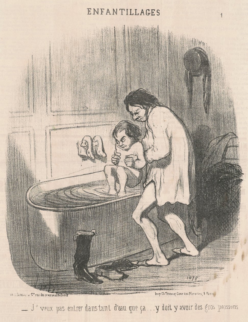 Não quero entrar em tanta água... de Honoré Daumier
