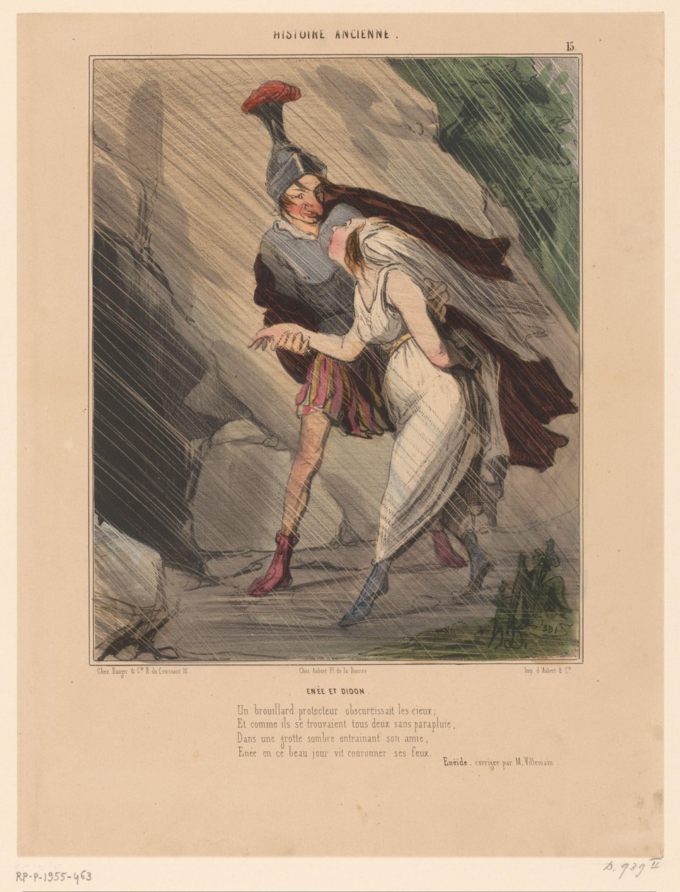 Caricatura de Enéas e Dido
Enée et Didon (título sobre o objecto)
Caricaturas de figuras da Antiguidade (título da série)
Histoire ancienne (título da série sobre o objecto) de Honoré Daumier