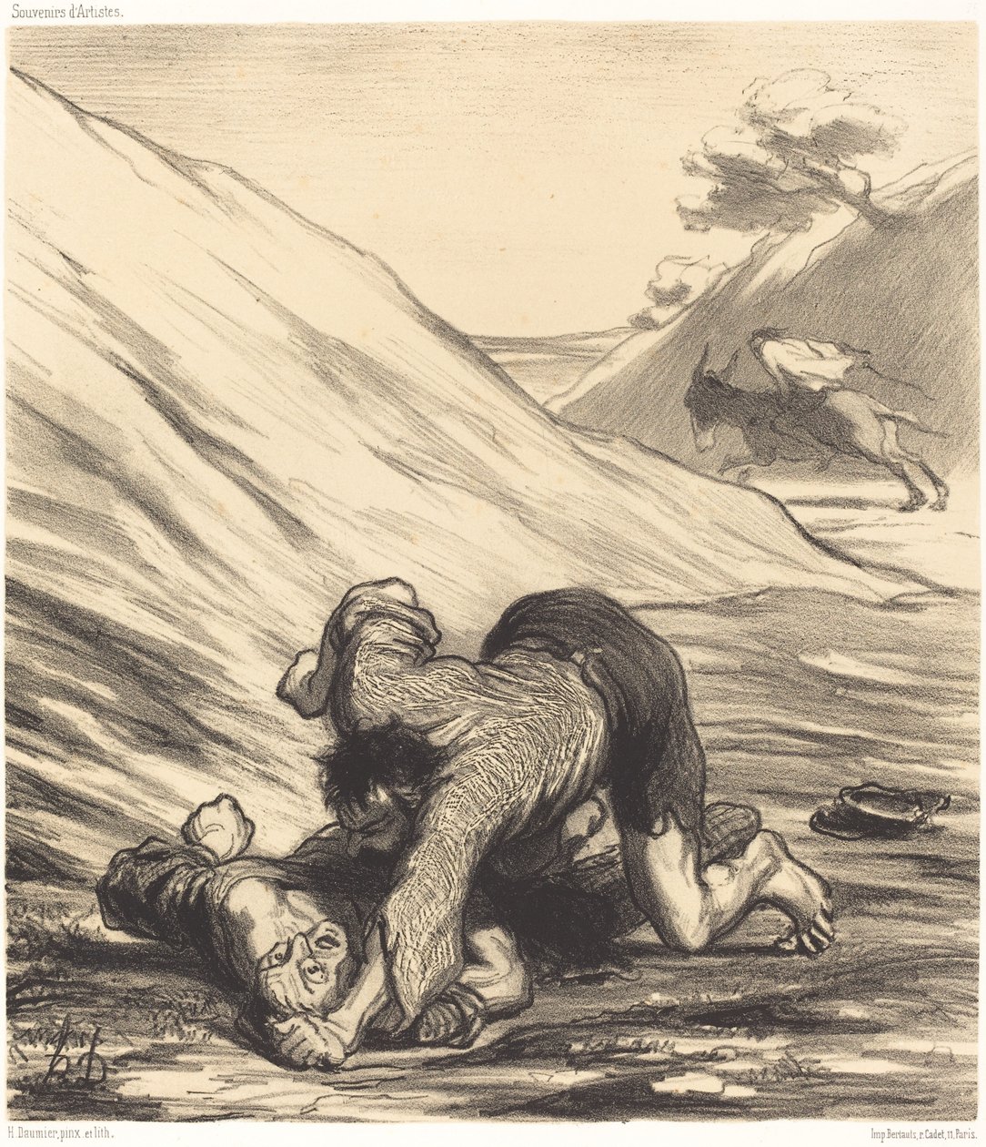 O burro e os dois ladrões de Honoré Daumier