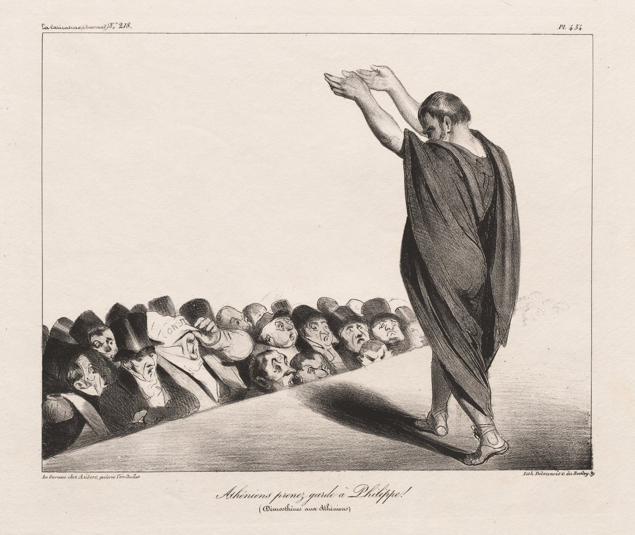 La Caricature, Pl. 454, atenienses Cuidado com Phillip! de Honoré Daumier