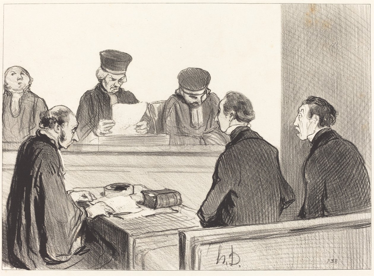 O Tribunal, esvaziando a deliberação... de Honoré Daumier