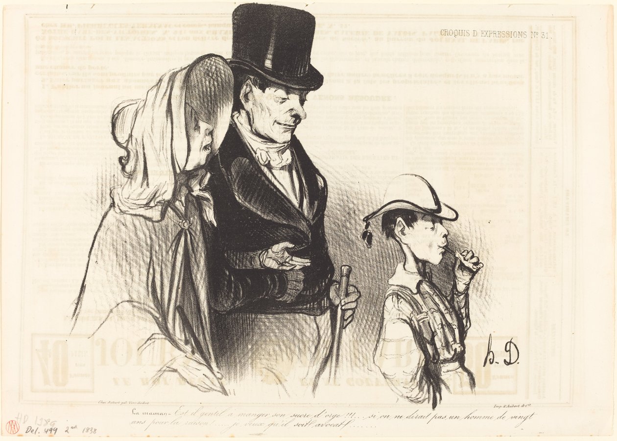 A Mãe - É bom comer o açúcar de cevada dele!... de Honoré Daumier