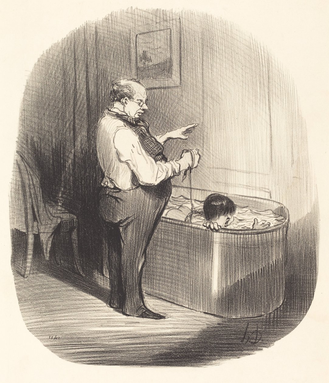 La Première leçon de natation de Honoré Daumier