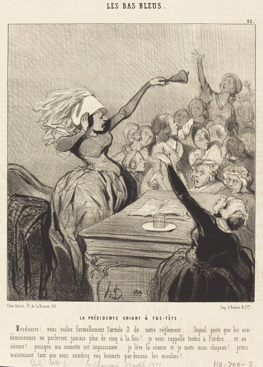 La Presidente criant a tue-tête: Mesdames!... de Honoré Daumier