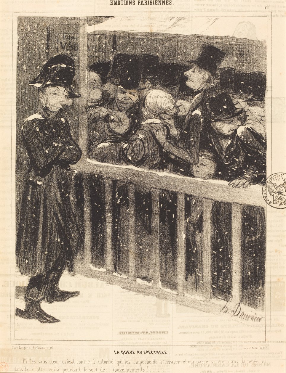 La Queue au espetáculo de Honoré Daumier