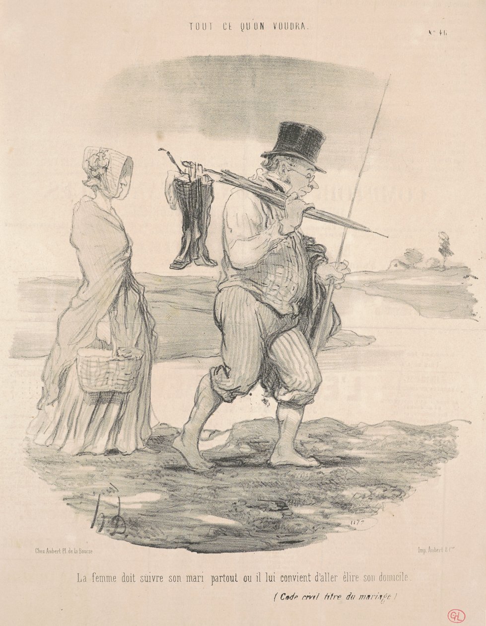 A esposa deve seguir o marido... de Honoré Daumier