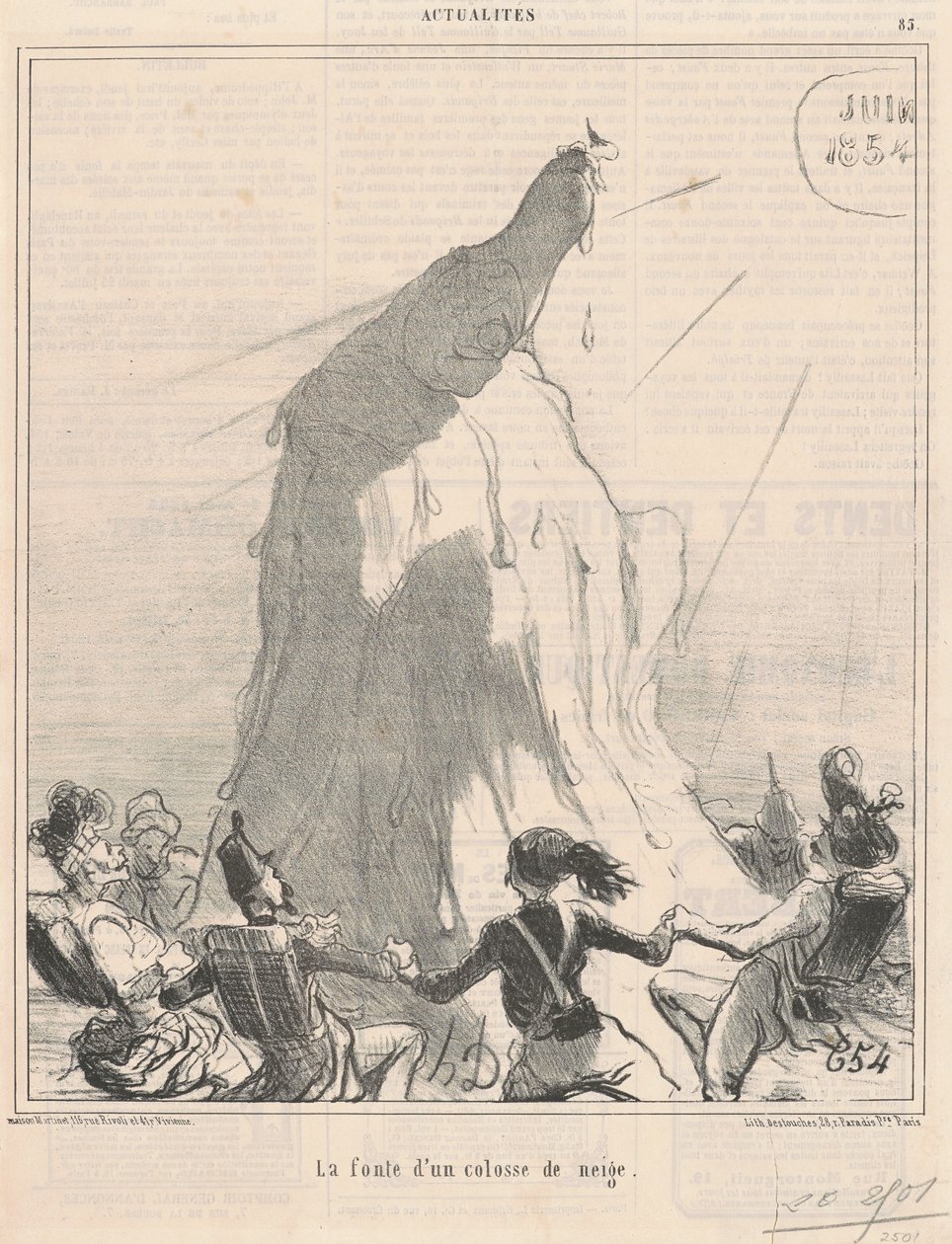 O derretimento de um colosso de neve de Honoré Daumier