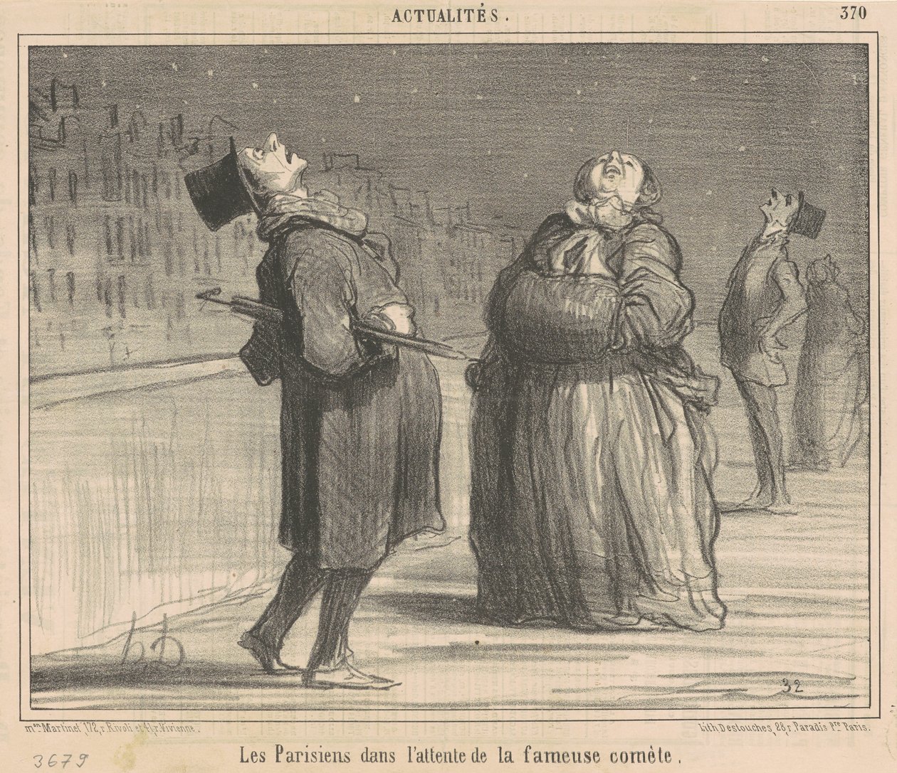 Parisienses à espera do cometa de Honoré Daumier
