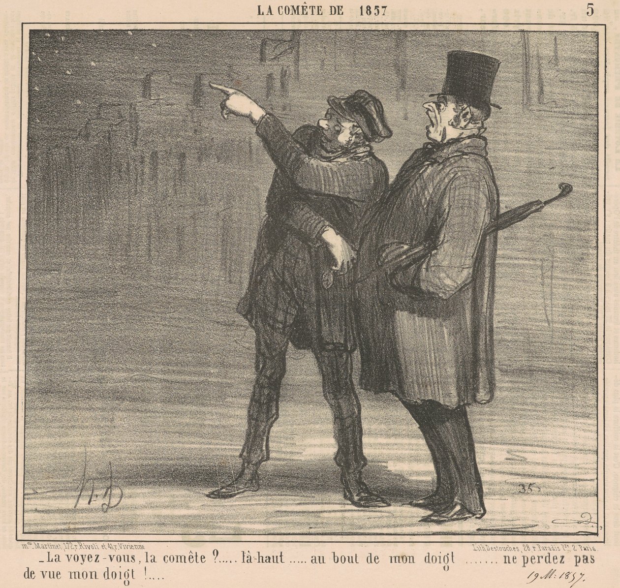 Você vê o cometa? ... Lá em cima ... de Honoré Daumier