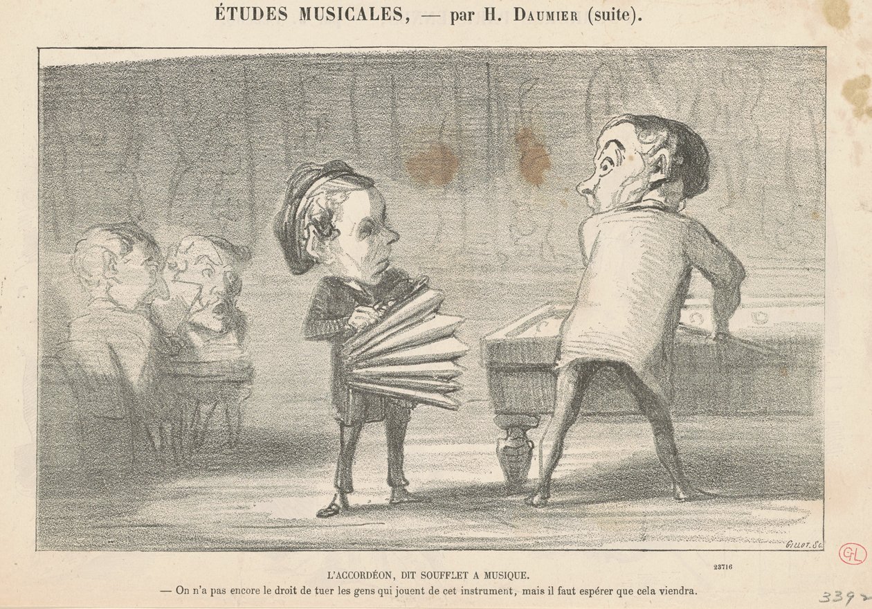 O acordeão, chamado fole musical de Honoré Daumier