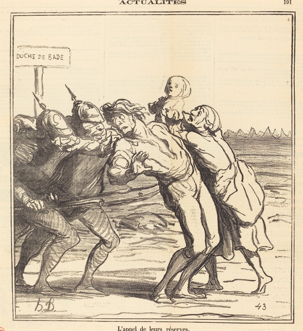 A chamada de suas reservas de Honoré Daumier