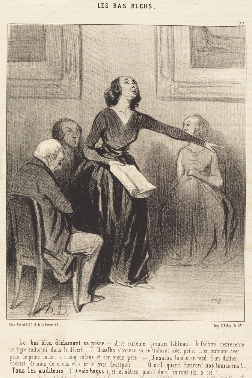 Le Bas-bleu declamando seu jogo de Honoré Daumier