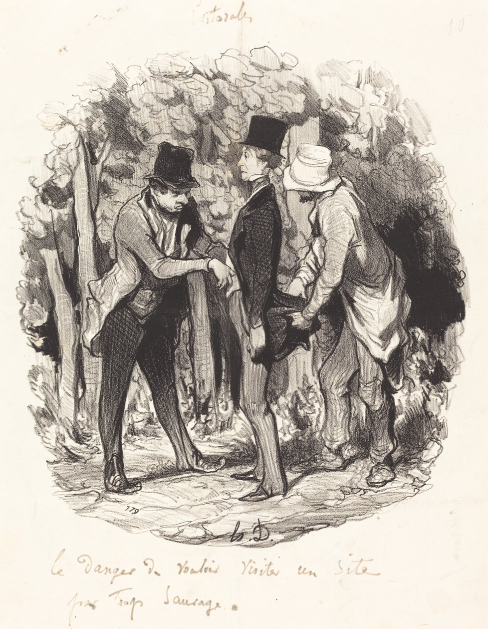 O perigo de... visitar um site que é muito selvagem de Honoré Daumier