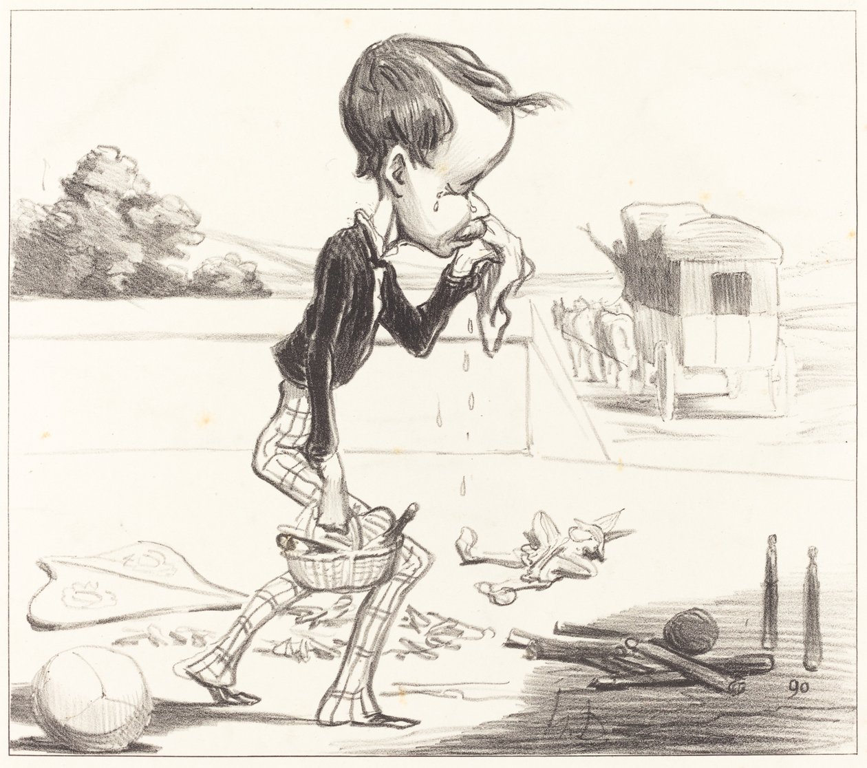 O jovem Estancelin é obrigado a voltar às aulas! de Honoré Daumier