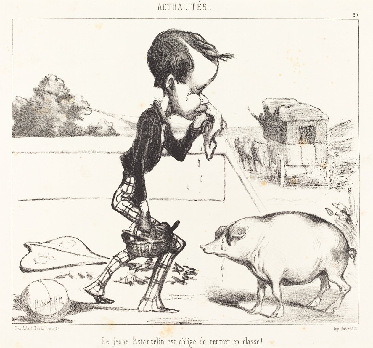 O jovem Estancelin é obrigado a voltar às aulas! de Honoré Daumier