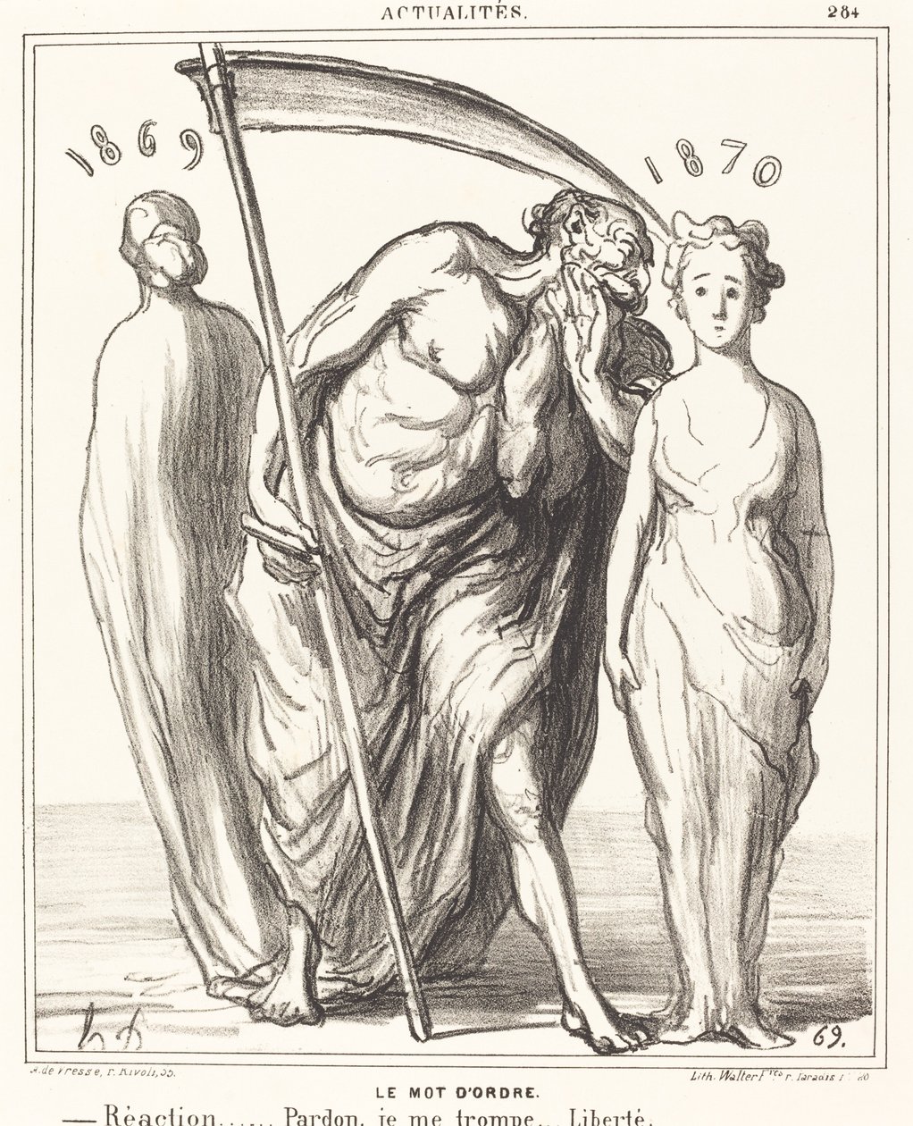 A palavra de ordem: Reação... Perdão... Liberdade de Honoré Daumier