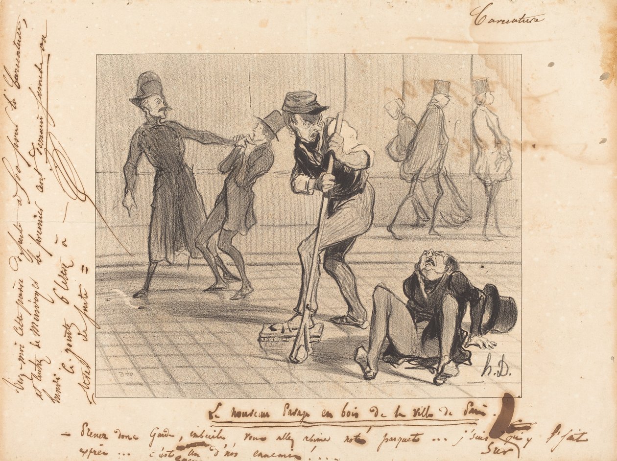 A nova pavimentação de madeira... de Paris de Honoré Daumier