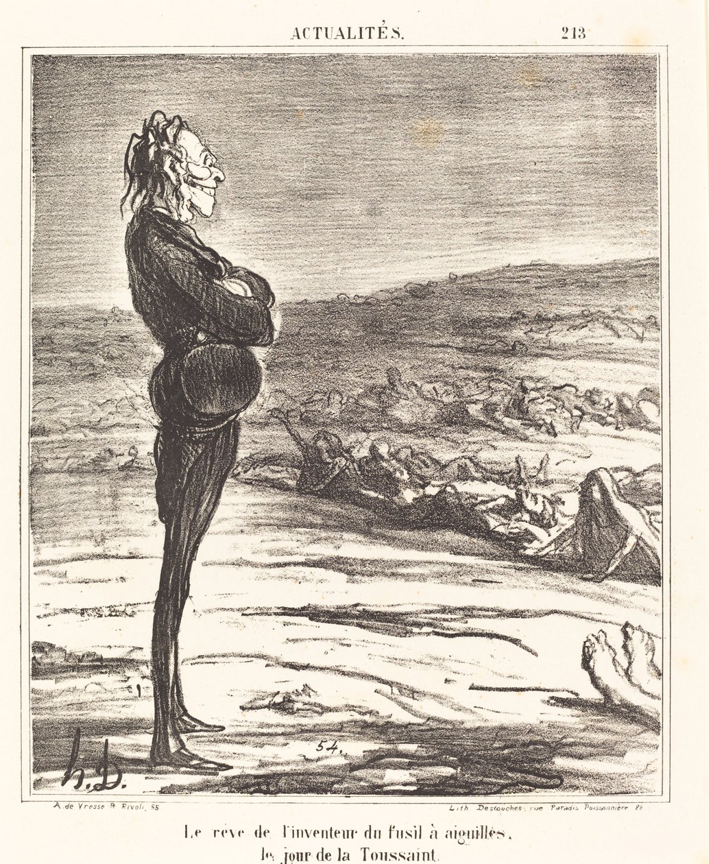 O sonho do inventor da pistola de agulhas... de Honoré Daumier