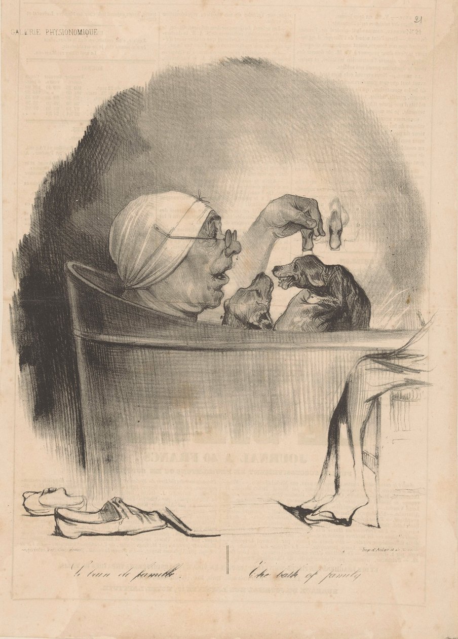 Le bain de famille O banho da família, 1837. de Honoré Daumier