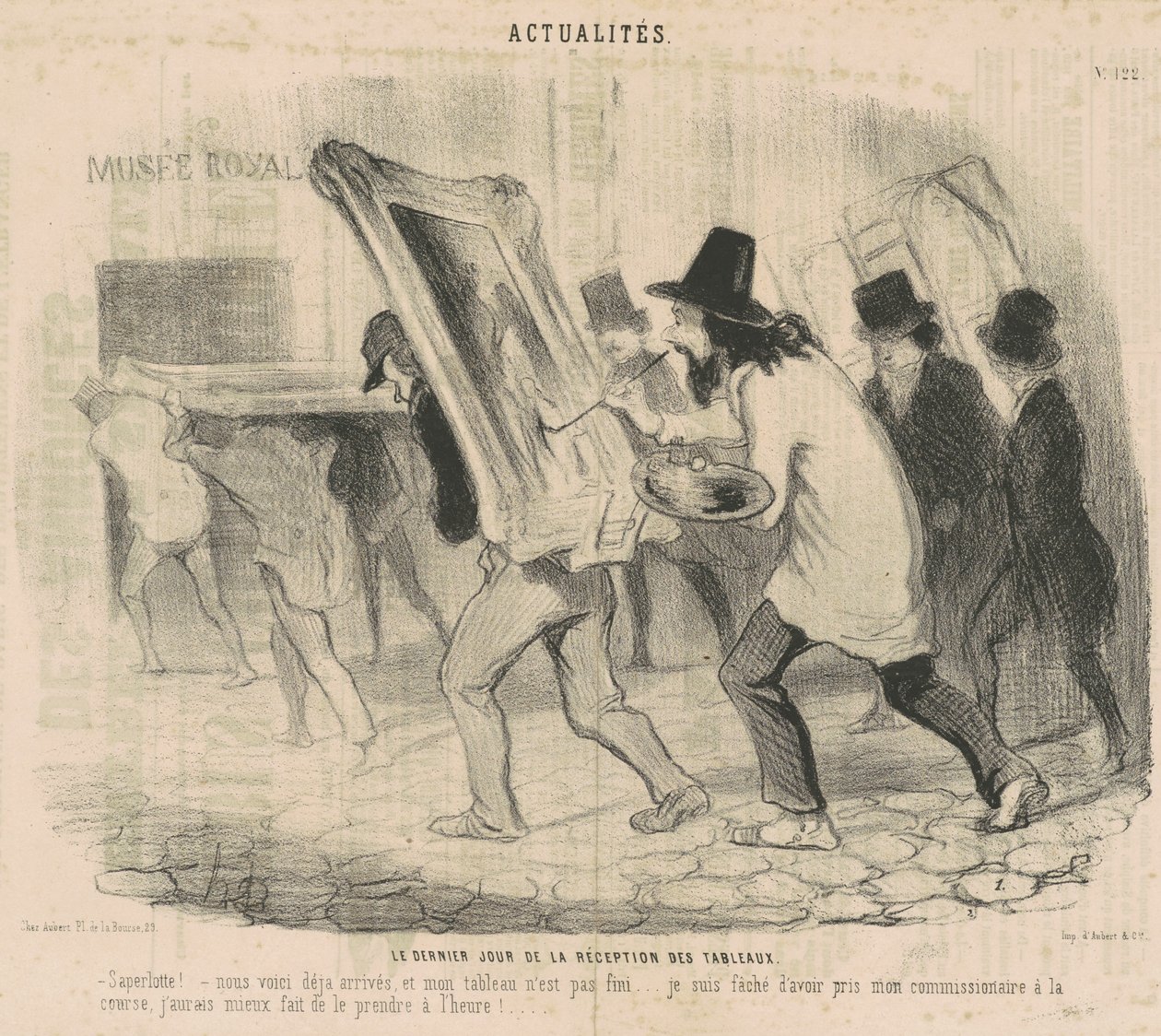 O último dia da recepção das pinturas. Saperlotte. . . Já chegamos e minha pintura não está finalizada! de Honoré Daumier