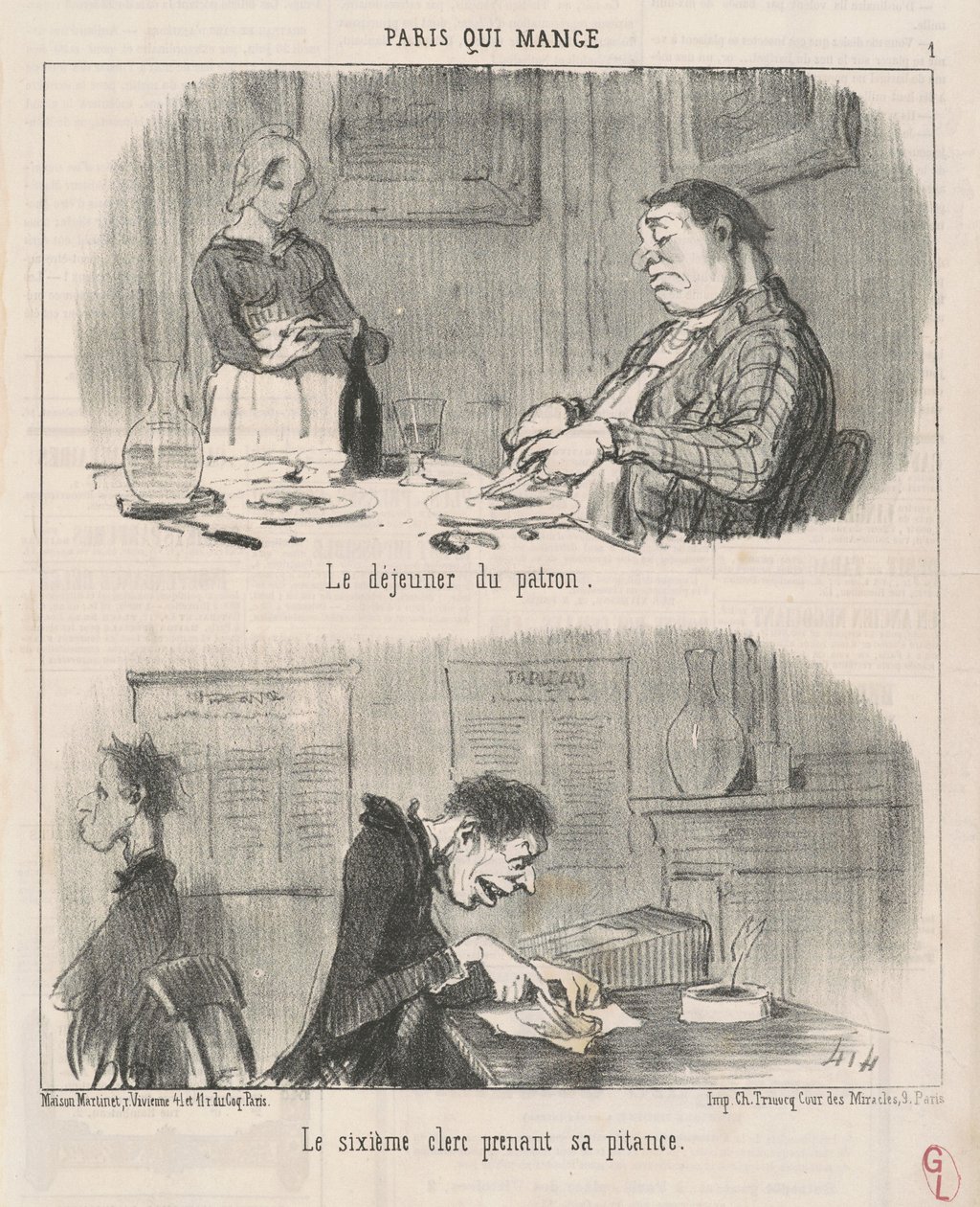 O almoço do patrão o sexto funcionário... de Honoré Daumier