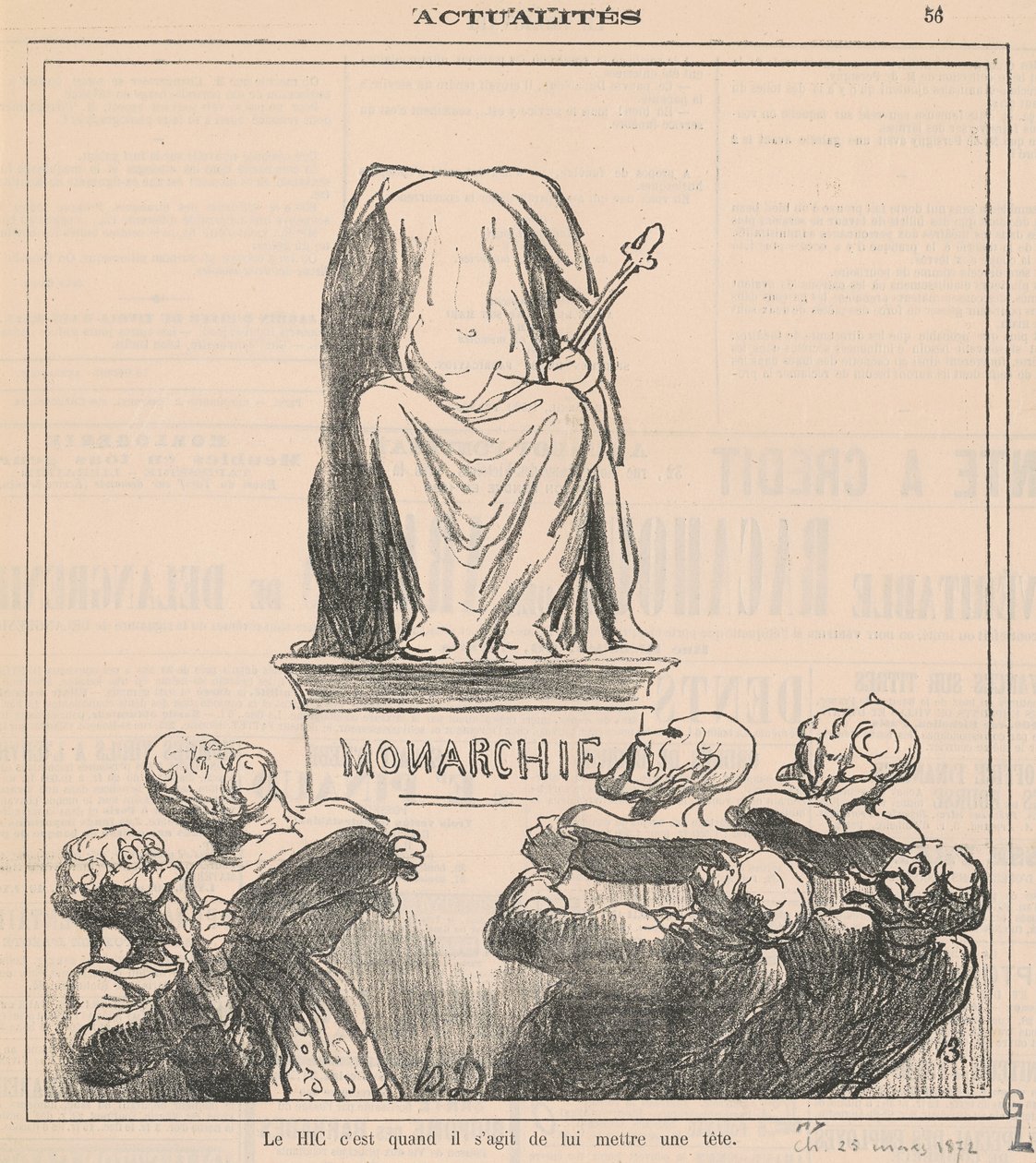O problema é quando se trata de colocar uma cabeça sobre ele de Honoré Daumier