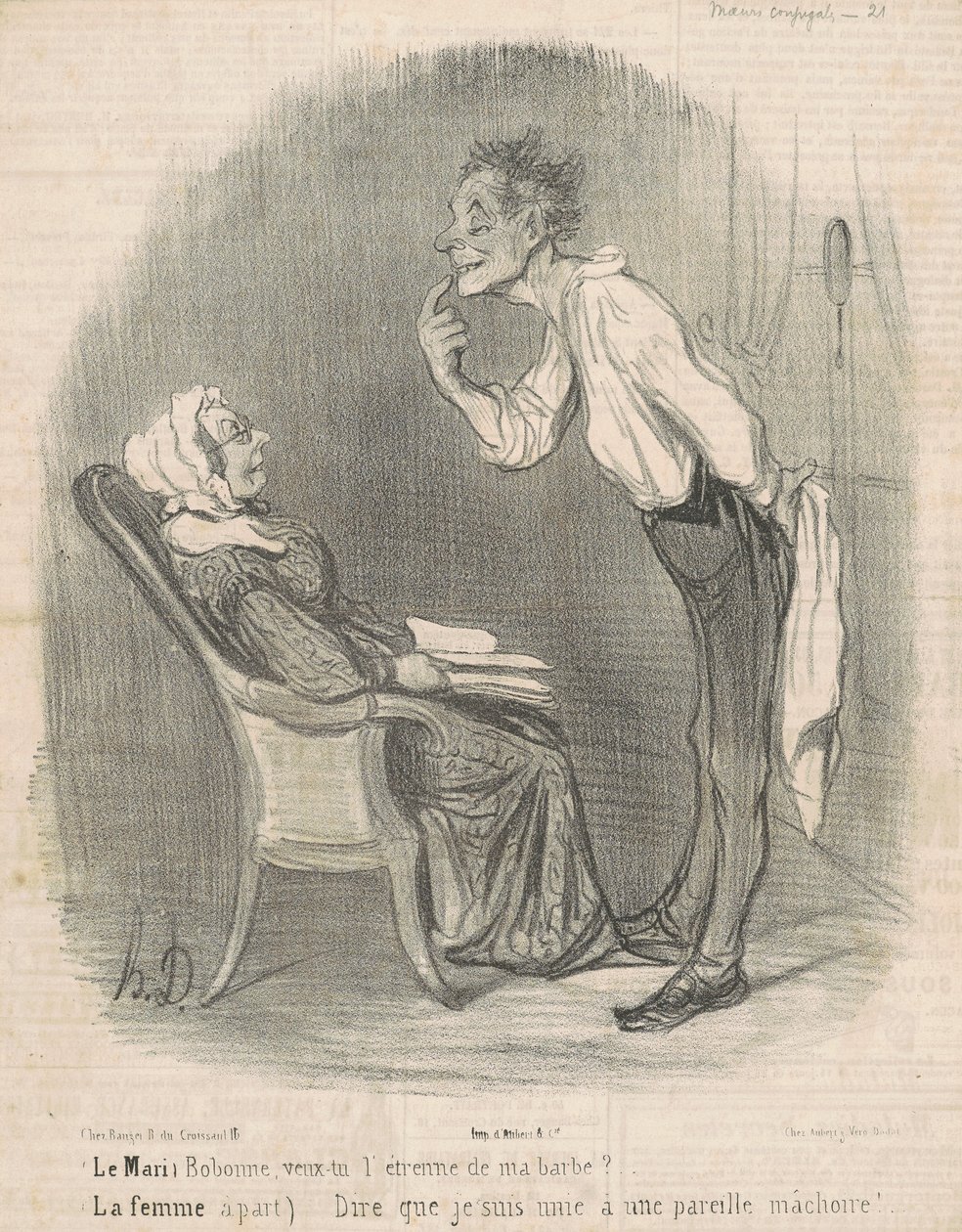 O marido. Bobonne, você quer o presente da minha barba? de Honoré Daumier