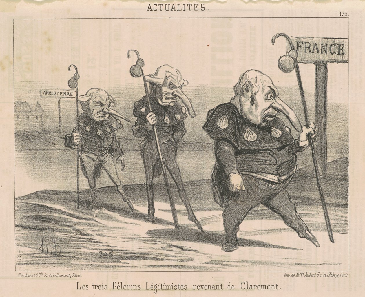 Os Três Legitimistas... retornando de Claremont de Honoré Daumier