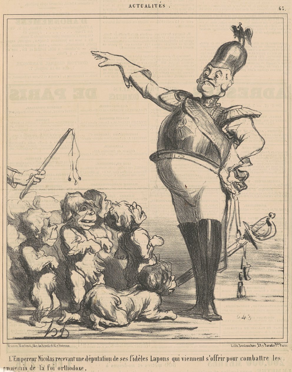O imperador Nicolau recebendo uma delegação... de Honoré Daumier