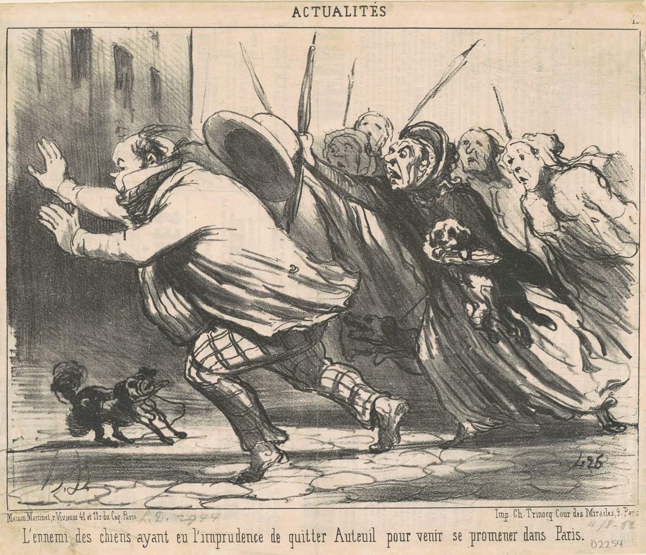 O inimigo dos cães tendo tido a imprudência... de Honoré Daumier