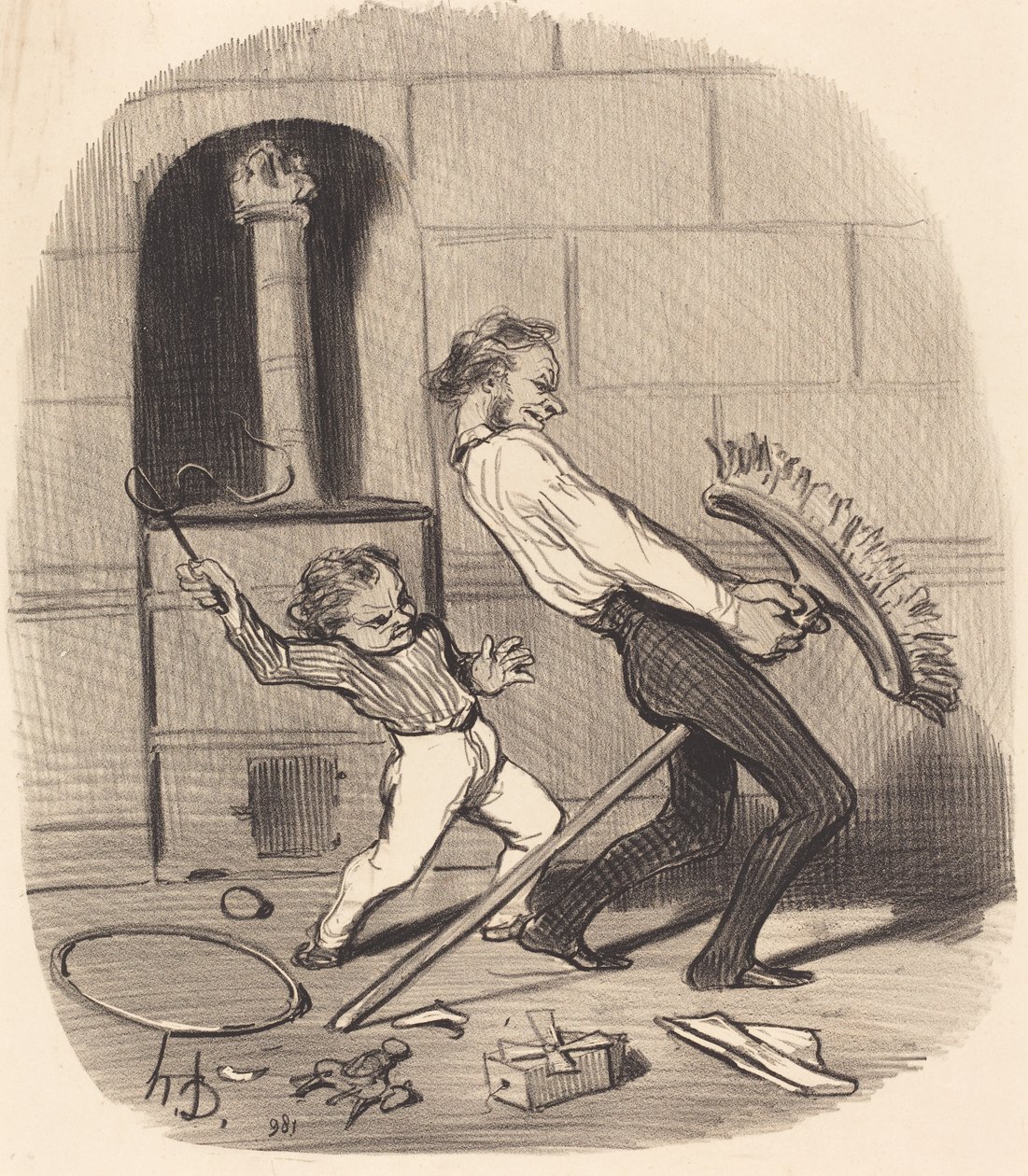 Aula de equitação, ensino médio de Honoré Daumier