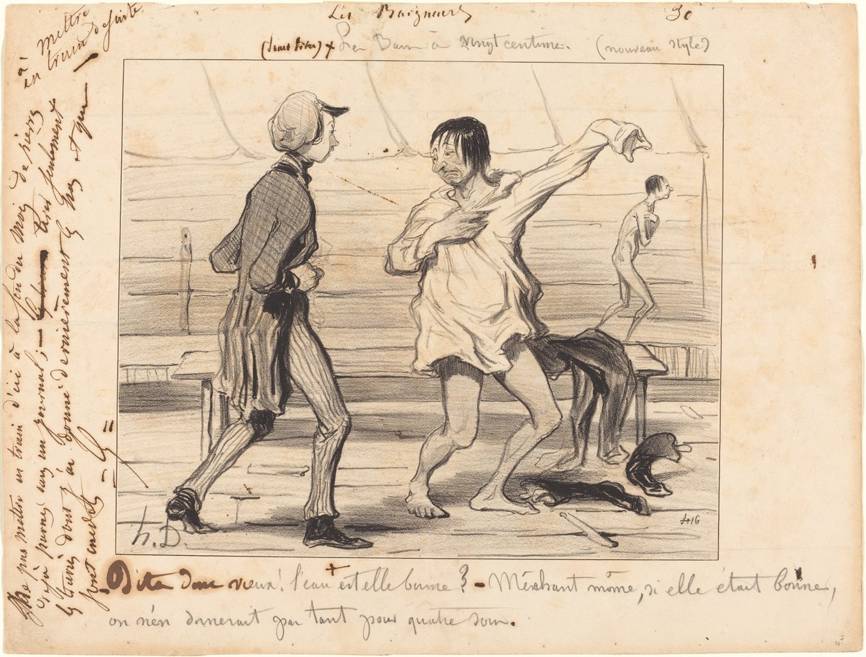 Les Bains a vingt centimes, estilo nouveau de Honoré Daumier