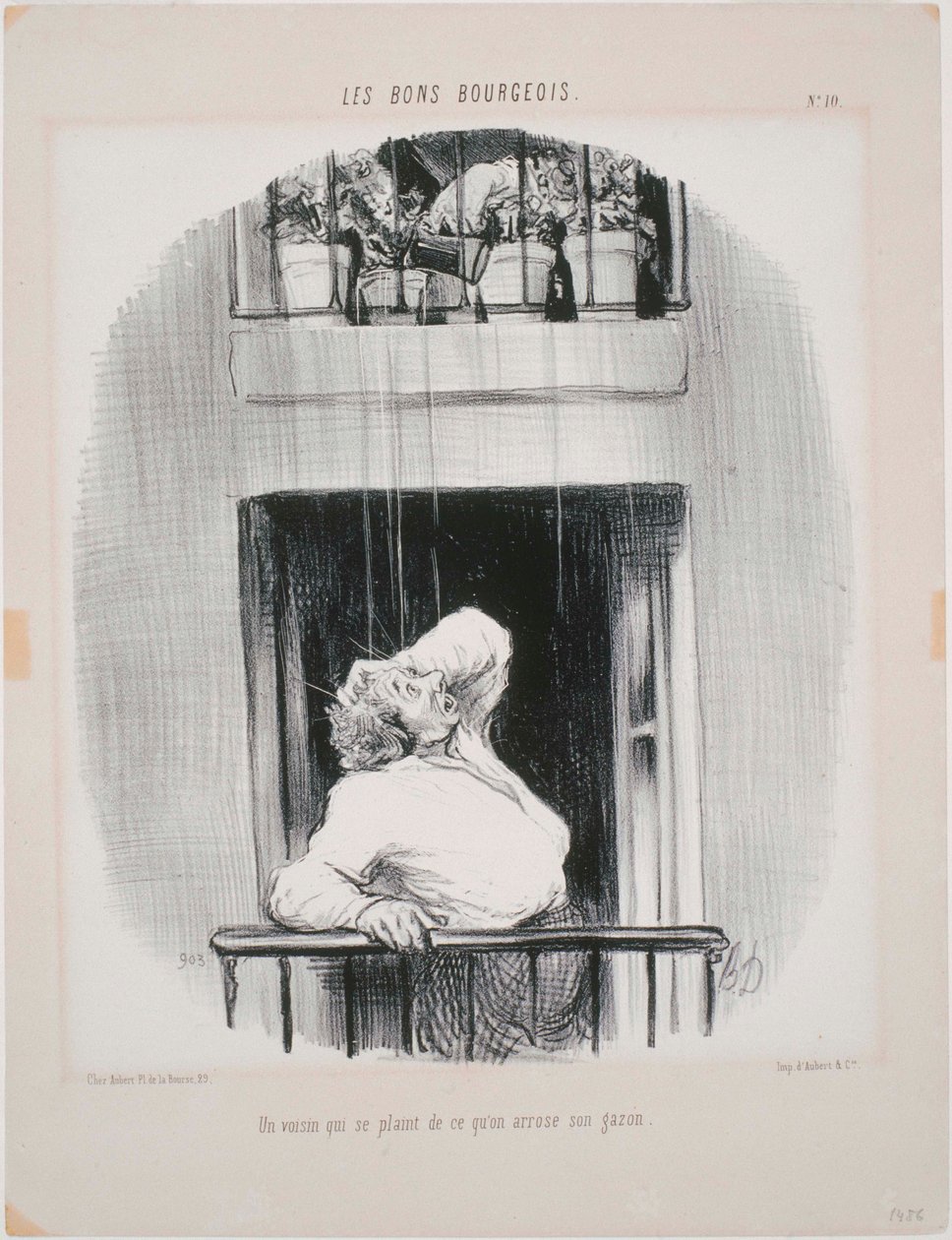 Les Bons Bourgeois: Um vizinho que se queixa de ser regado de Honoré Daumier