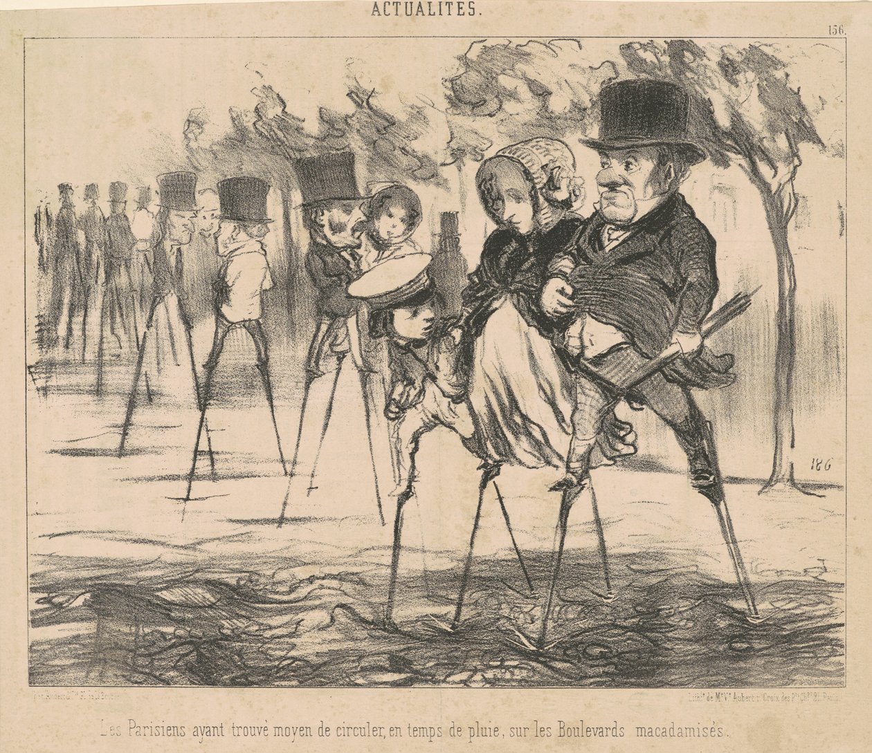 Os parisienses encontraram uma maneira de se locomover... de Honoré Daumier