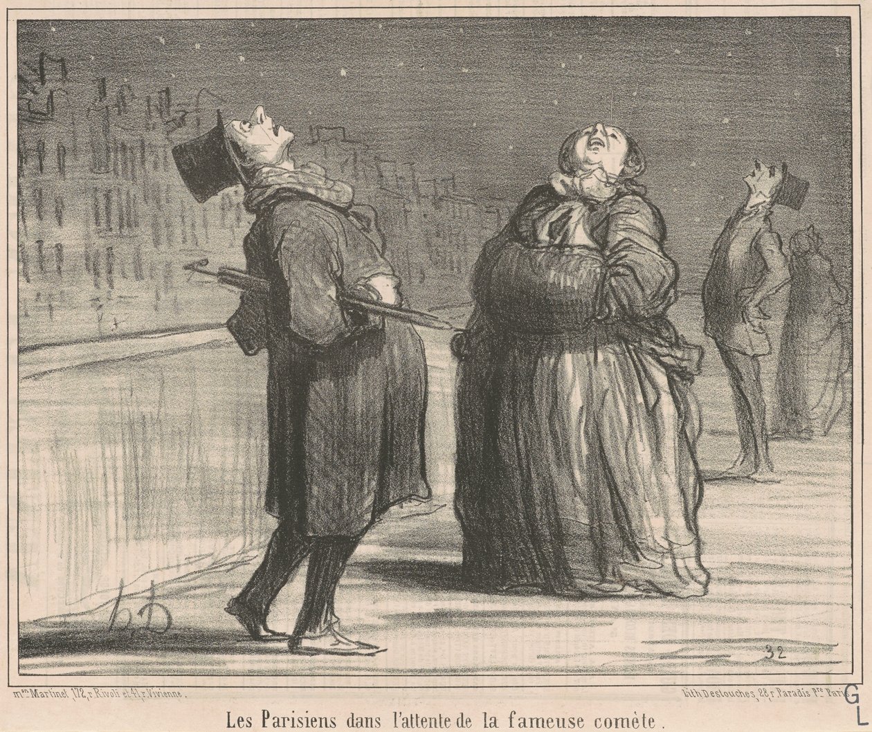 Os parisienses à espera do... de Honoré Daumier