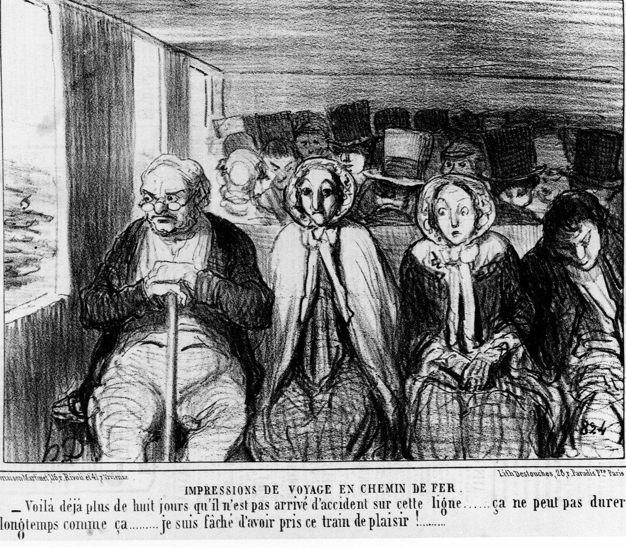 Les chemins de fer - por Daumier, em "Charivari" de 11/09/1855. de Honoré Daumier