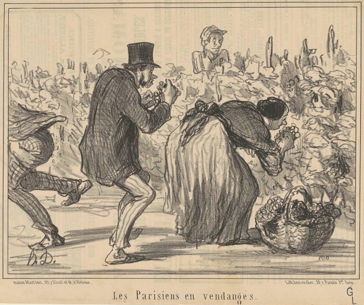 Parisienses na colheita da uva de Honoré Daumier