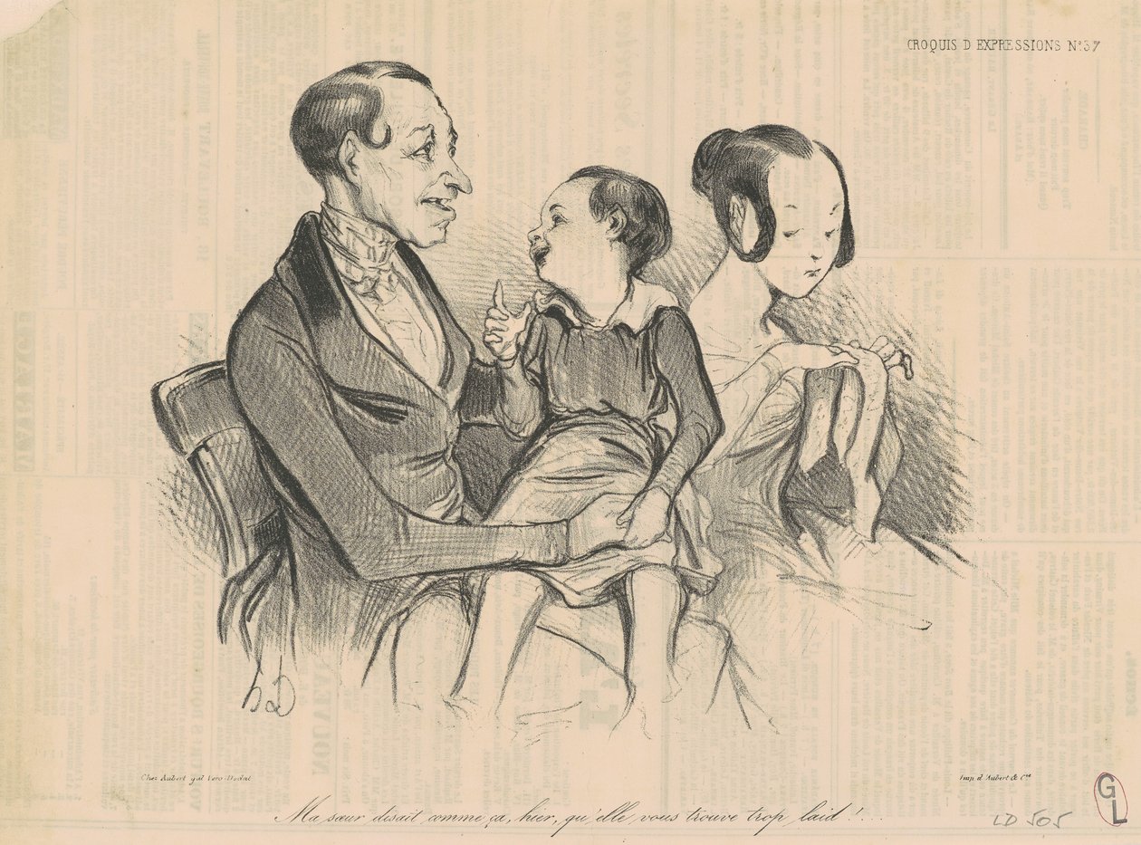 Minha irmã disse assim, ontem, que te acha feio demais! de Honoré Daumier